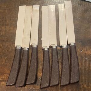 Set 6 VINTAGE QUIKUT Stainless Steak Knives Shell Oil Co. Dealer
